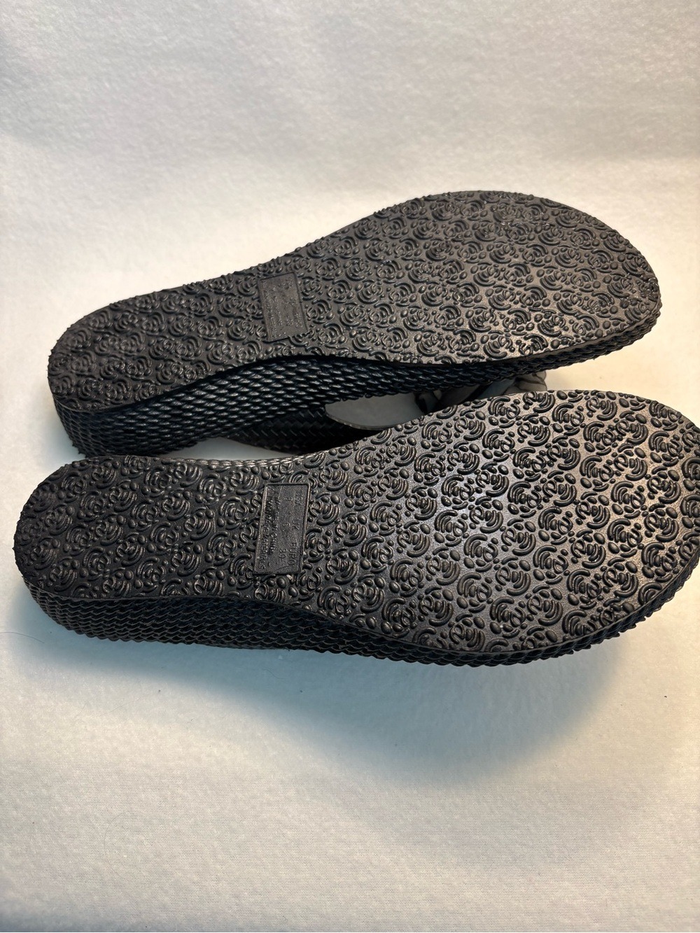 Capelli of New York Black Wedge Flip Sandals with Gray Floral Accent - Picture 5 of 6